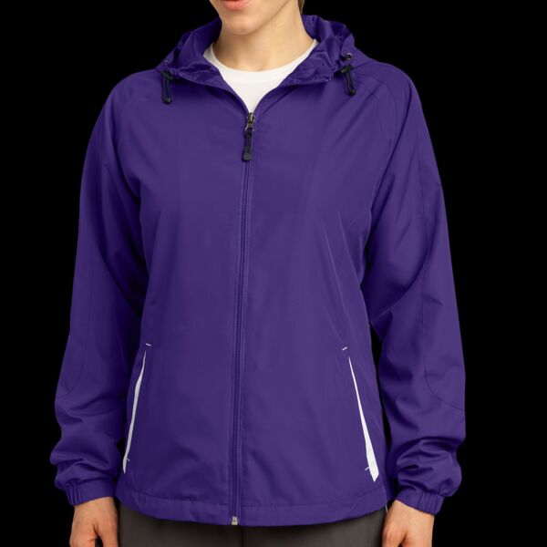 Ladies Colorblock Hooded Raglan Jacket Thumbnail