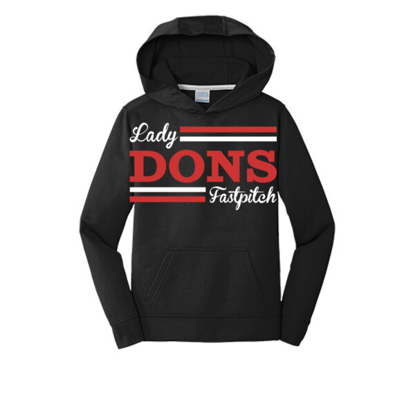 Lady Dons Fastpitch - Youth Performance Fleece Pullover Hooded Sweatshirt Thumbnail